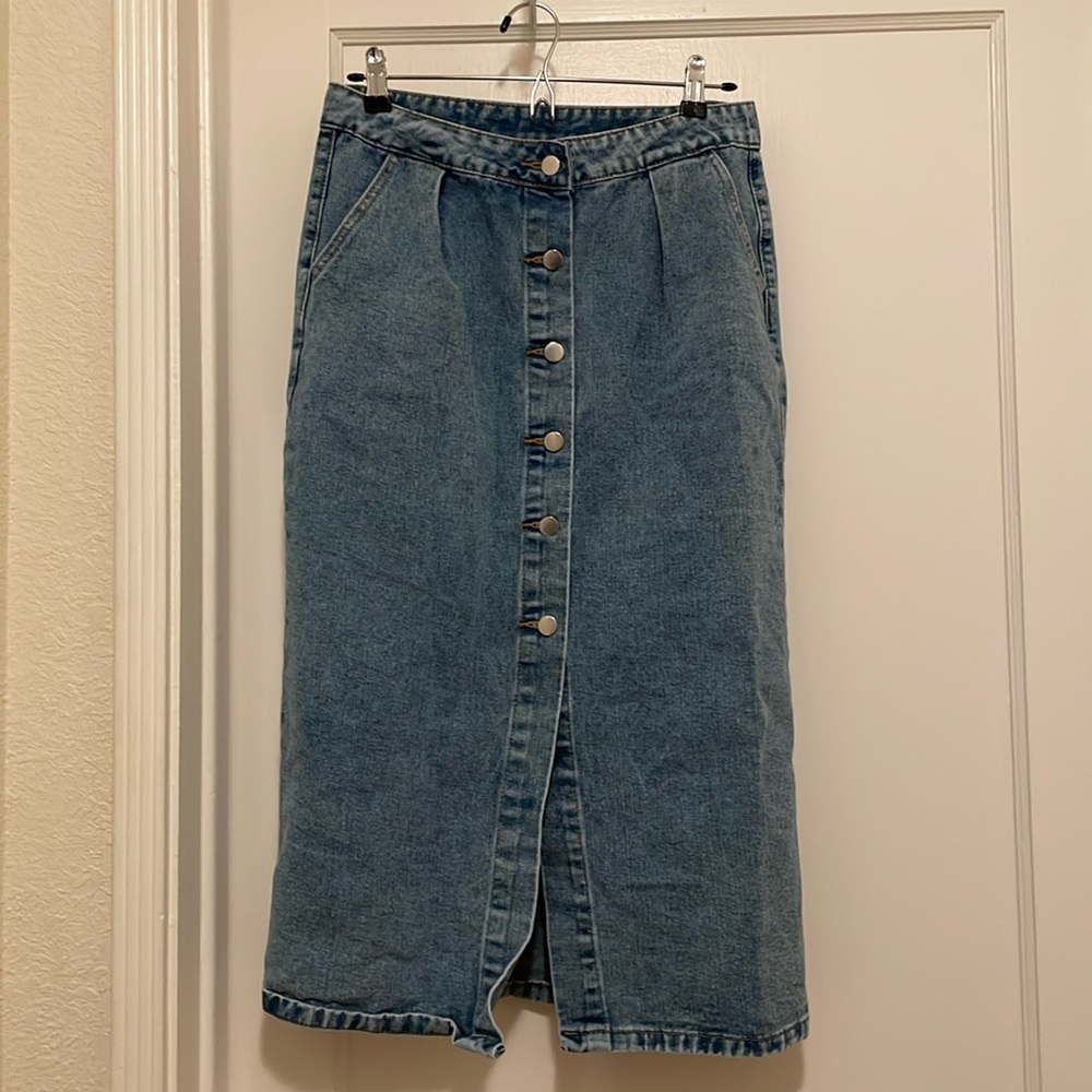 Long denim skirt